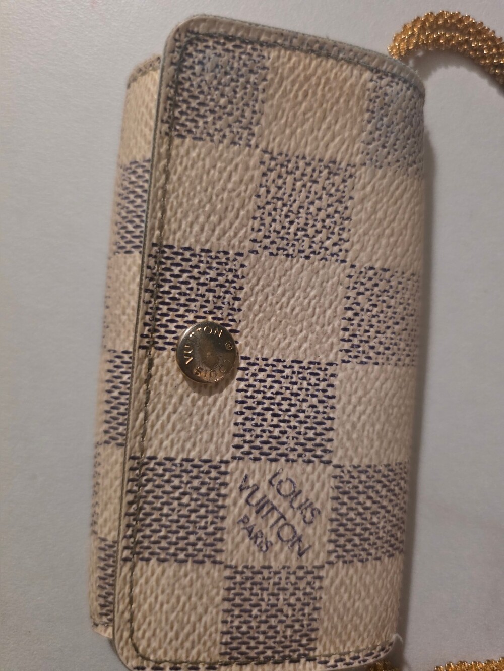 Louis Vuitton Damier Azur Key/ Card Pouch in Cream/Blue
